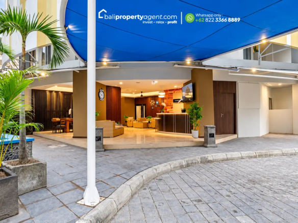 Modern Blue Canopy Hotel Entrance balipropertyagent.com