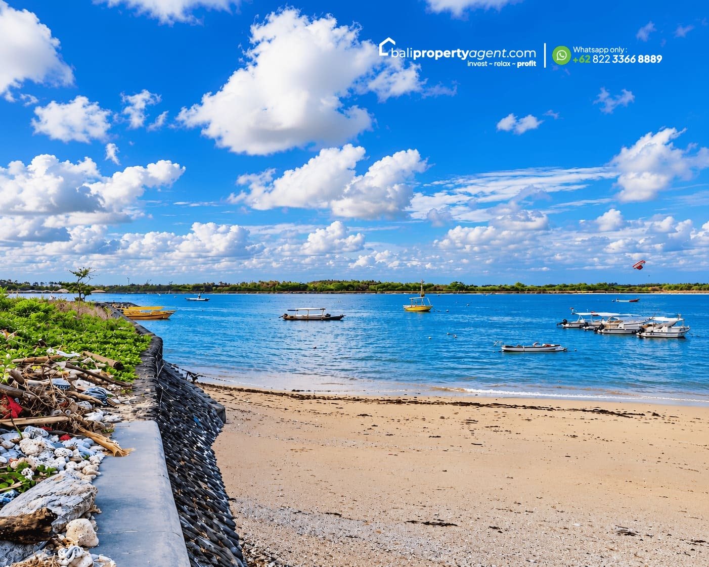 Tropical Harbor Bay Under Cumulus Skies balipropertyagent.com